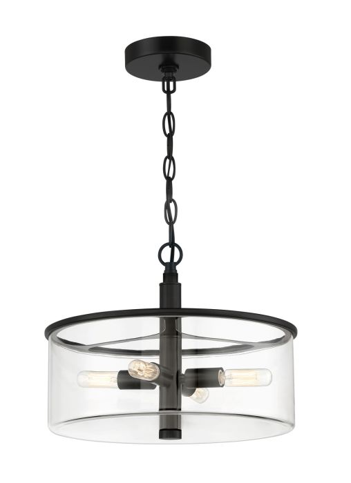 Antique Hardware Hailie 4 Light Convertible Semi Flush in Flat Black Semi Flush