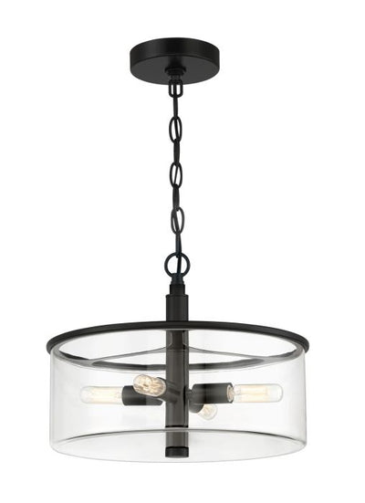 Antique Hardware Hailie 4 Light Convertible Semi Flush in Flat Black Semi Flush