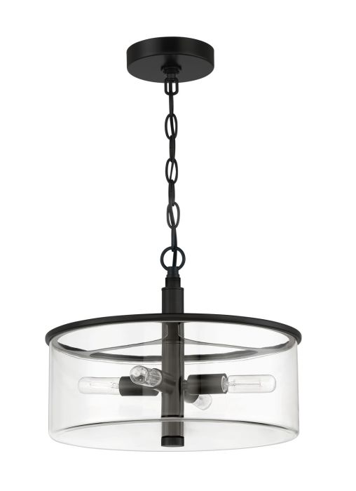 Antique Hardware Hailie 4 Light Convertible Semi Flush in Flat Black Semi Flush