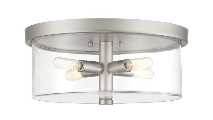 Antique Hardware Hailie 4 Light Flushmount in Satin Nickel Flush Mount