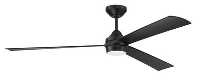 Antique Hardware 60" Sterling in Flat Black  w/ Flat black Blades Ceiling Fan