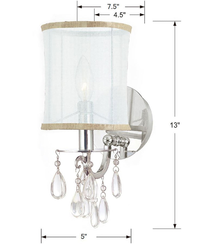 ##Antique Hardware## Hampton 1 Light Polished Chrome Sconce