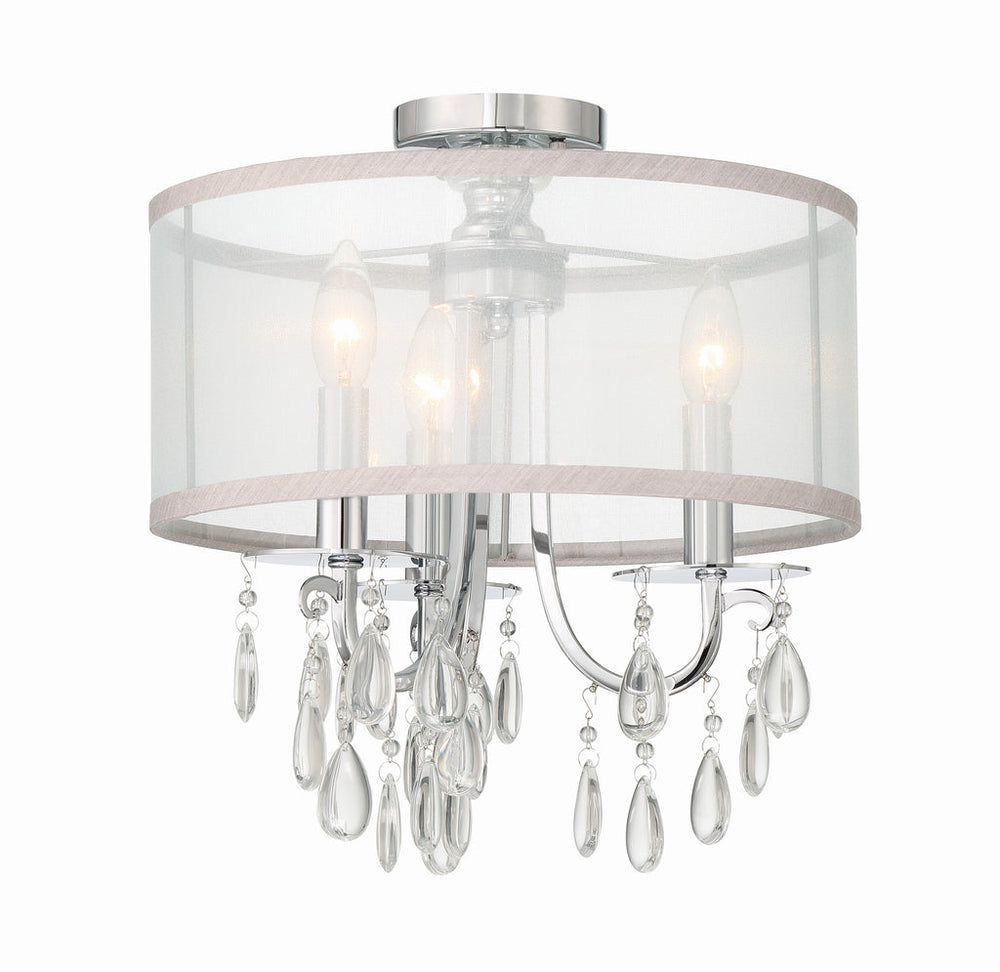 ##Antique Hardware## Hampton 3 Light Polished Chrome Semi Flush Mount