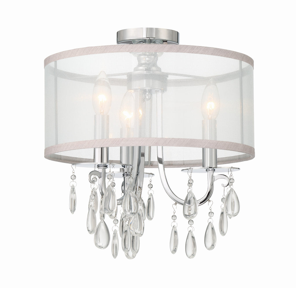 ##Antique Hardware## Hampton 3 Light Polished Chrome Semi Flush Mount