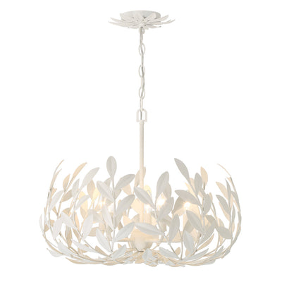##Antique Hardware## Broche 5 Light Matte White Chandelier