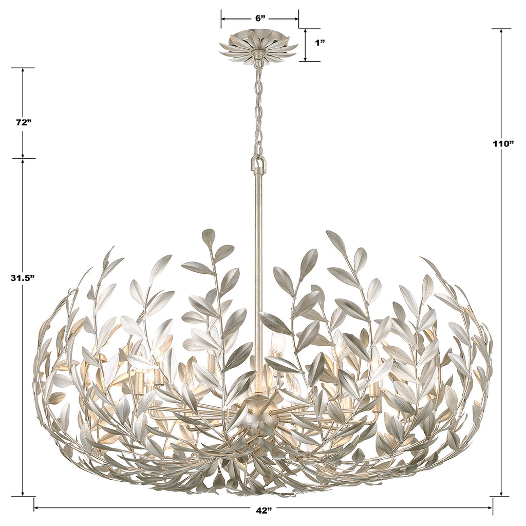 ##Antique Hardware## Broche 12 Light Antique Silver Chandelier