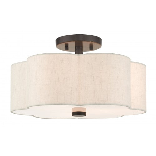 ##Antique Hardware## 3 Light English Bronze Semi Flush