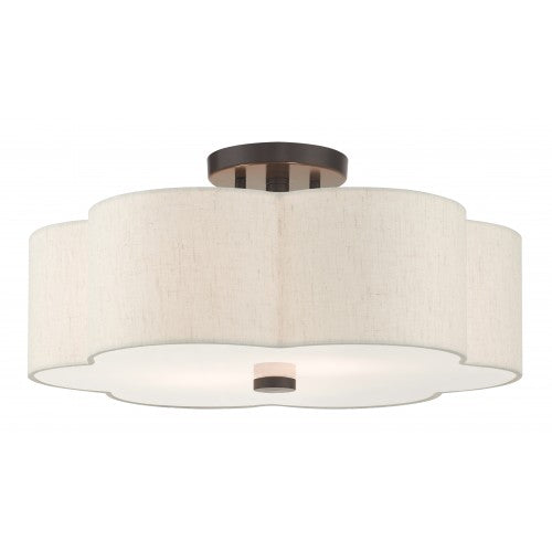 ##Antique Hardware## 3 Light English Bronze Semi Flush