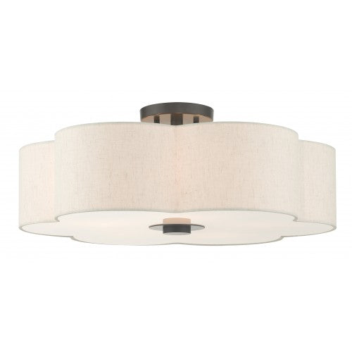 ##Antique Hardware## 5 Light English Bronze Semi Flush