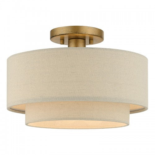 ##Antique Hardware## 1 Light Antique Gold Leaf Medium Semi-Flush