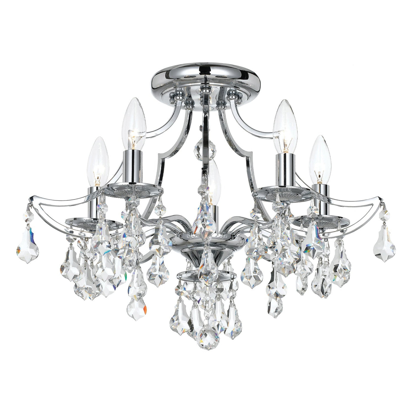 ##Antique Hardware## Cedar 5 Light Polished Chrome Semi Flush Mount