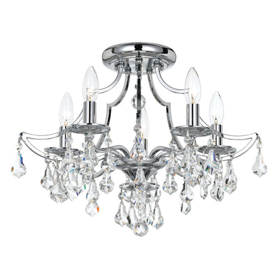 ##Antique Hardware## Cedar 5 Light Polished Chrome Semi Flush Mount