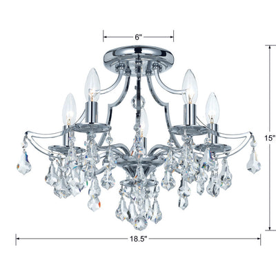 ##Antique Hardware## Cedar 5 Light Polished Chrome Semi Flush Mount