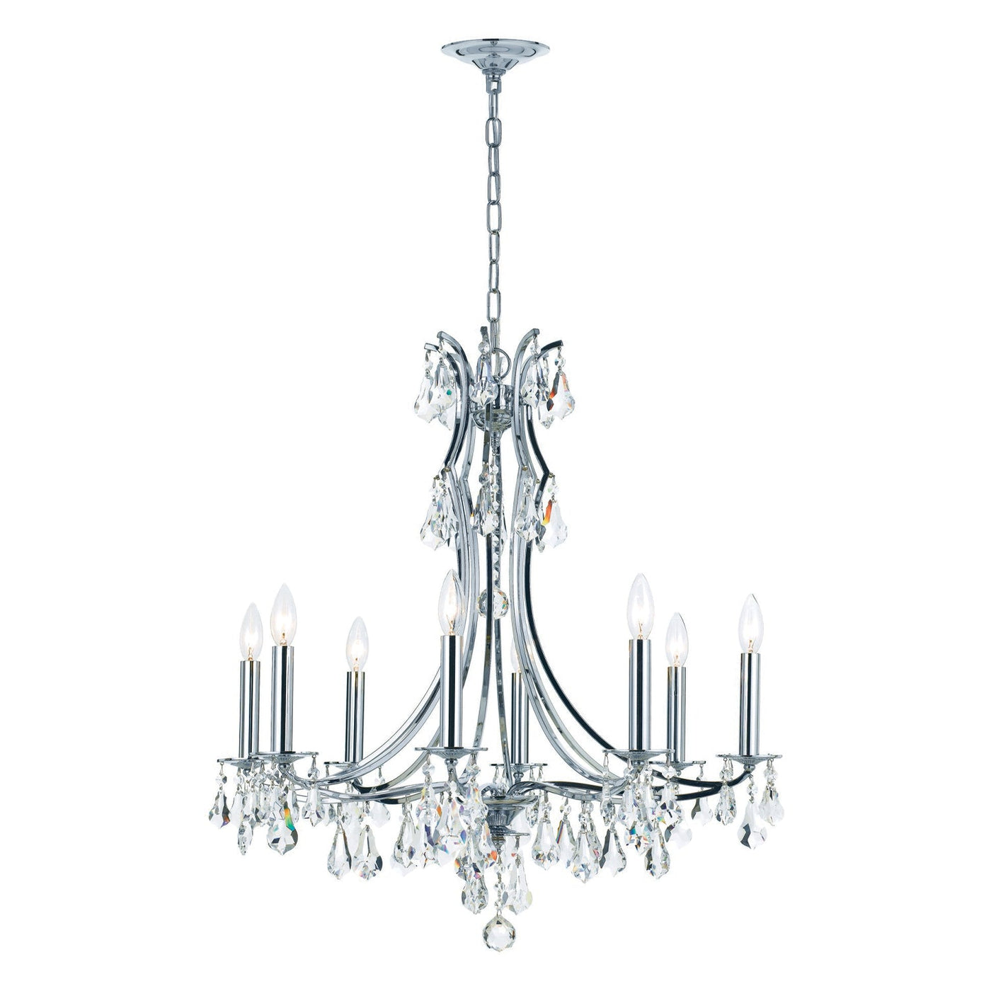 Antique Hardware Cedar 8 Light Swarovski Strass Crystal Polished Chrome Chandelier Chandelier