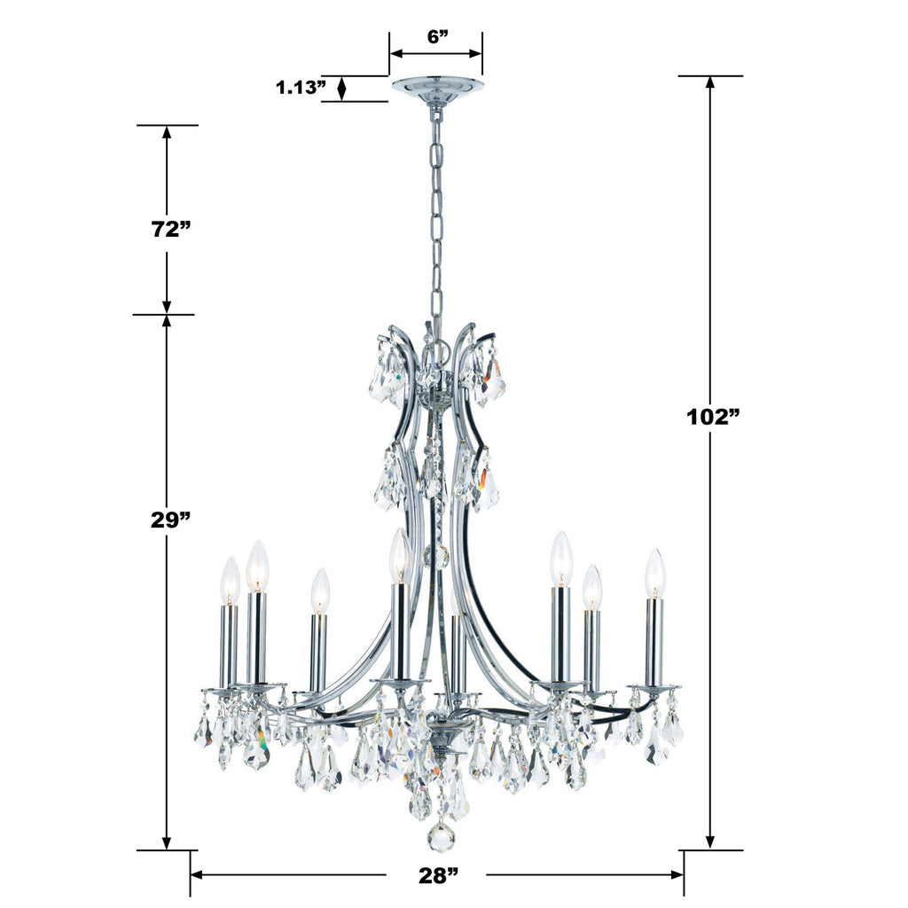 Antique Hardware Cedar 8 Light Swarovski Strass Crystal Polished Chrome Chandelier Chandelier