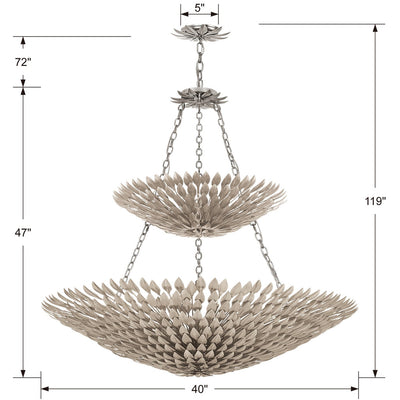 Antique Hardware Broche 18 Light Antique Silver Leaf Chandelier Chandelier