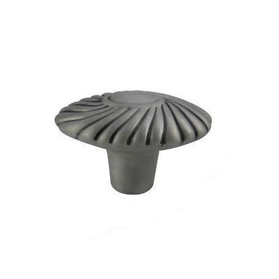##Antique Hardware## 1 1/2 Inch Large Oval Ribbed Cabinet or Furniture Knob Pewter Finish