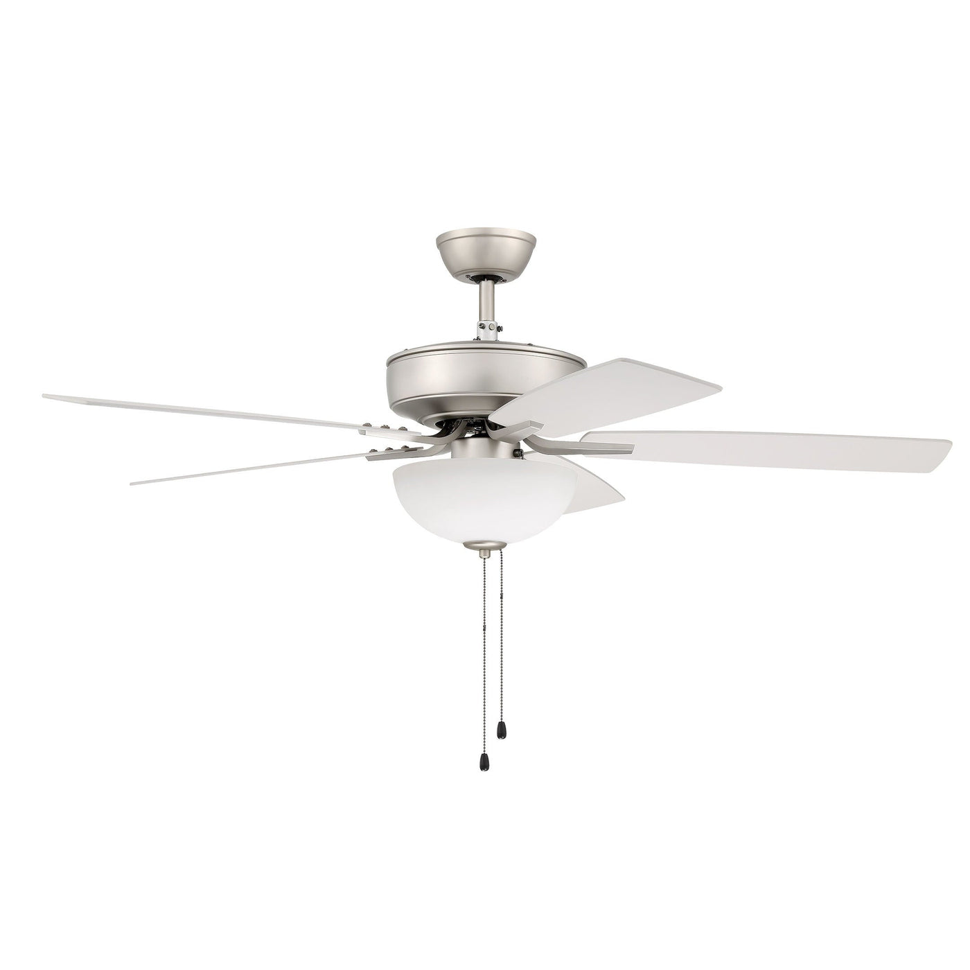 Antique Hardware 52" Pro Plus 211 in Brushed Nickel w/ White Blades Ceiling Fan