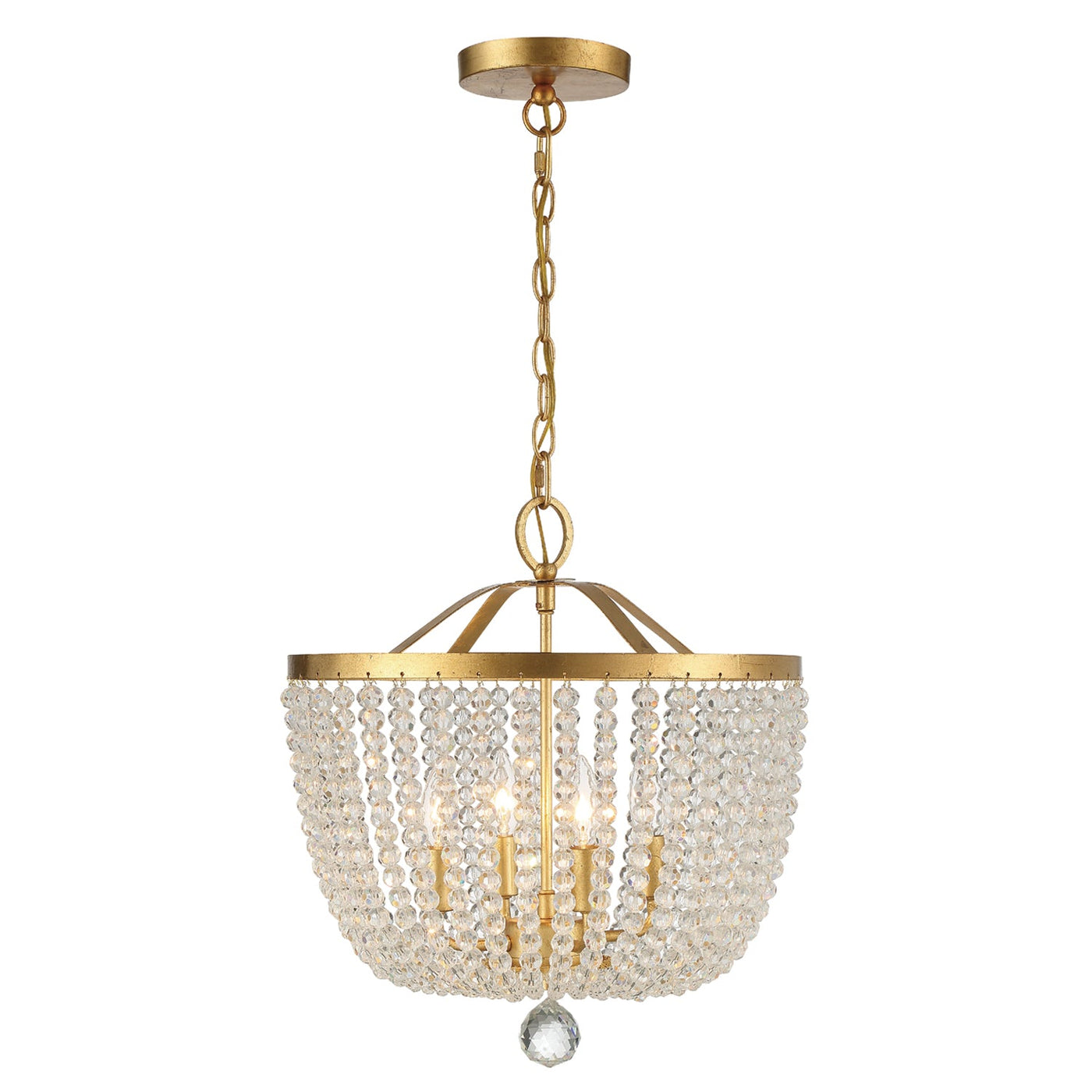 ##Antique Hardware## Rylee 4 Light Antique Gold Mini Chandelier