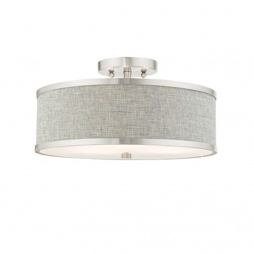 ##Antique Hardware## 3 Light Brushed Nickel Semi Flush