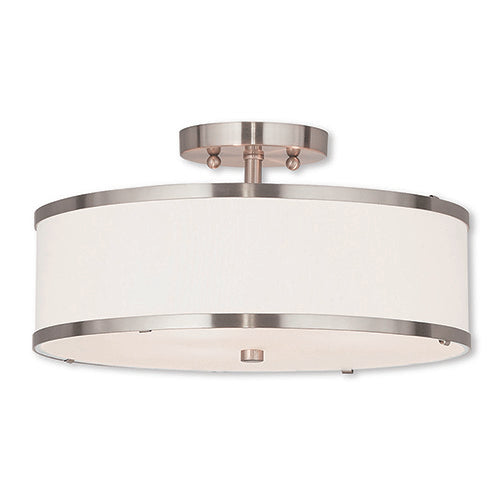 ##Antique Hardware## 3 Light Brushed Nickel Ceiling Mount