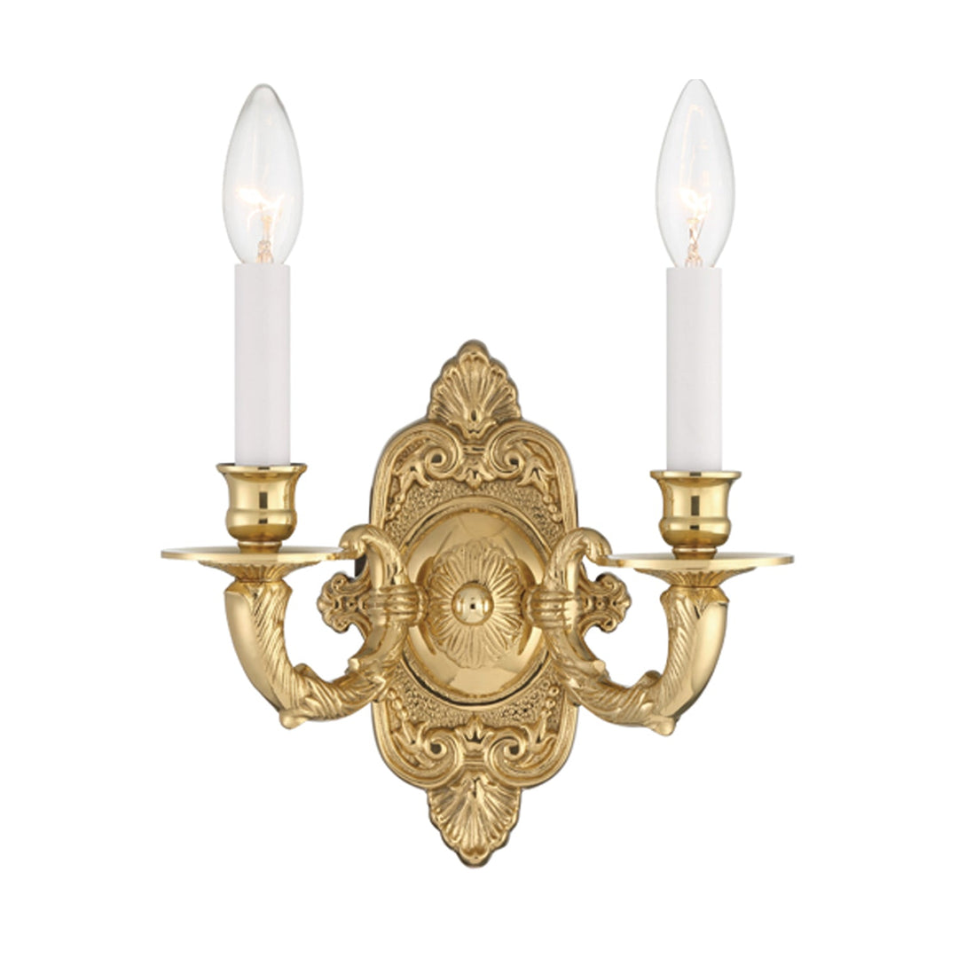 ##Antique Hardware## Crystorama 2 Light Polished Brass Cast Sconce