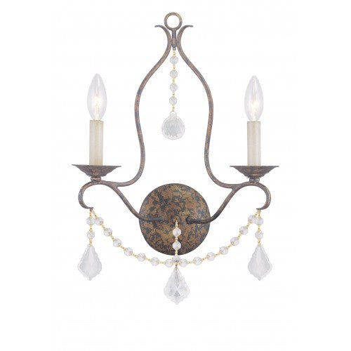 ##Antique Hardware## 2 Light Venetian Golden Bronze Wall Sconce