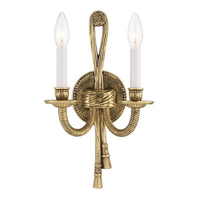 Antique Hardware Crystorama 2 Light Olde Brass Cast Sconce Wall Sconce