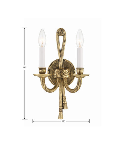 Antique Hardware Crystorama 2 Light Olde Brass Cast Sconce Wall Sconce