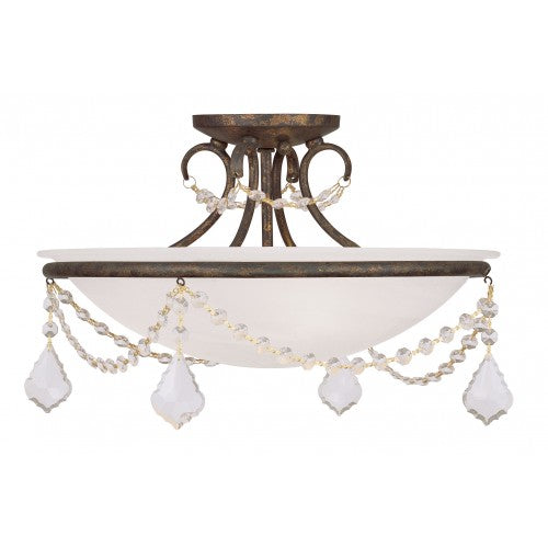 ##Antique Hardware## 3 Light Venetian Golden Bronze Ceiling Mount