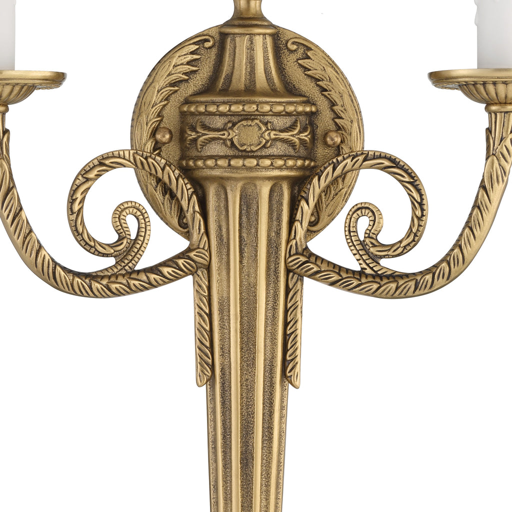 ##Antique Hardware## Crystorama 2 Light Matte Brass Cast Sconce