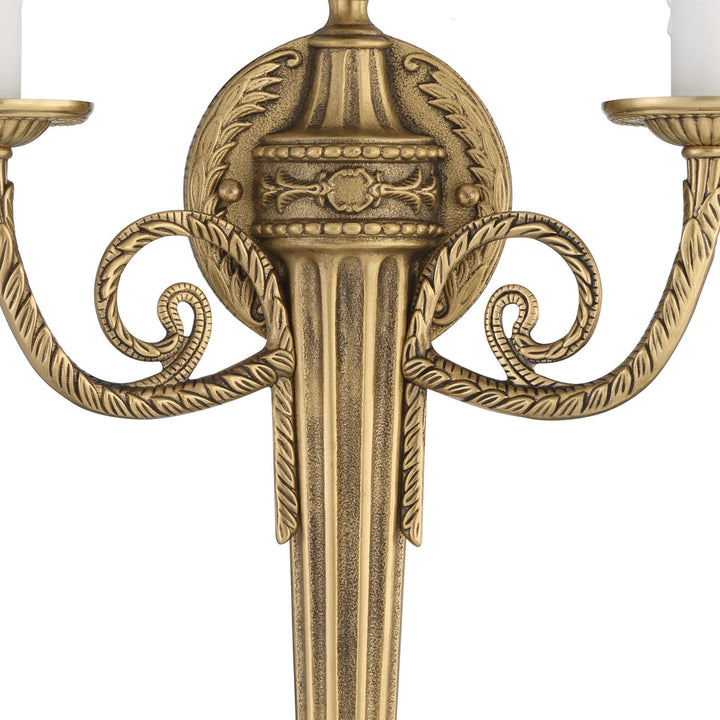 ##Antique Hardware## Crystorama 2 Light Matte Brass Cast Sconce
