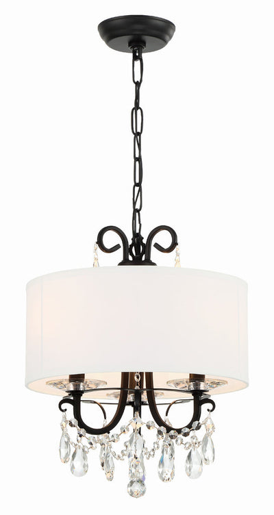 ##Antique Hardware## Othello 3 Light Matte Black Mini Chandelier