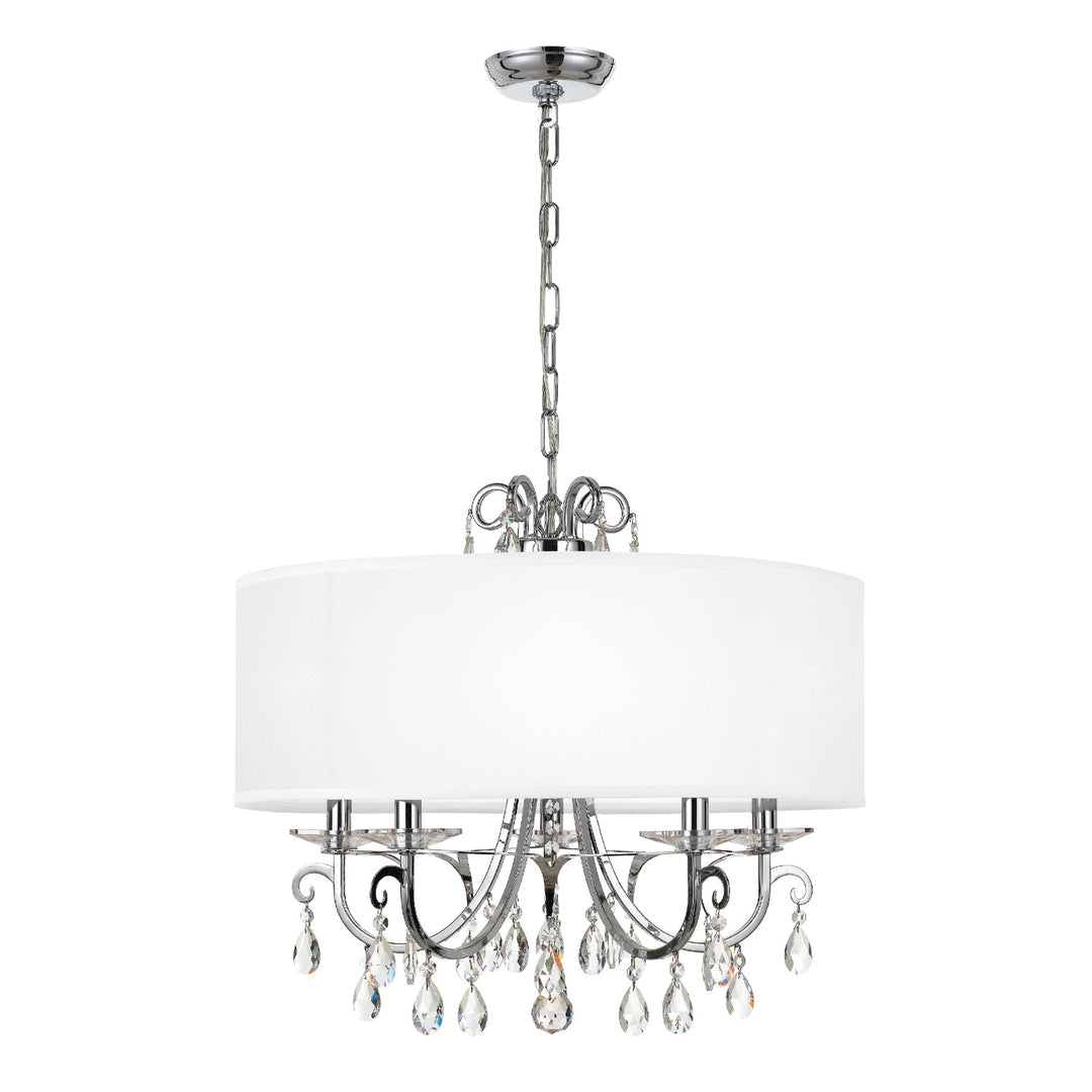 ##Antique Hardware## Othello 5 Light Swarovski Strass Crystal Polished Chrome Chandelier