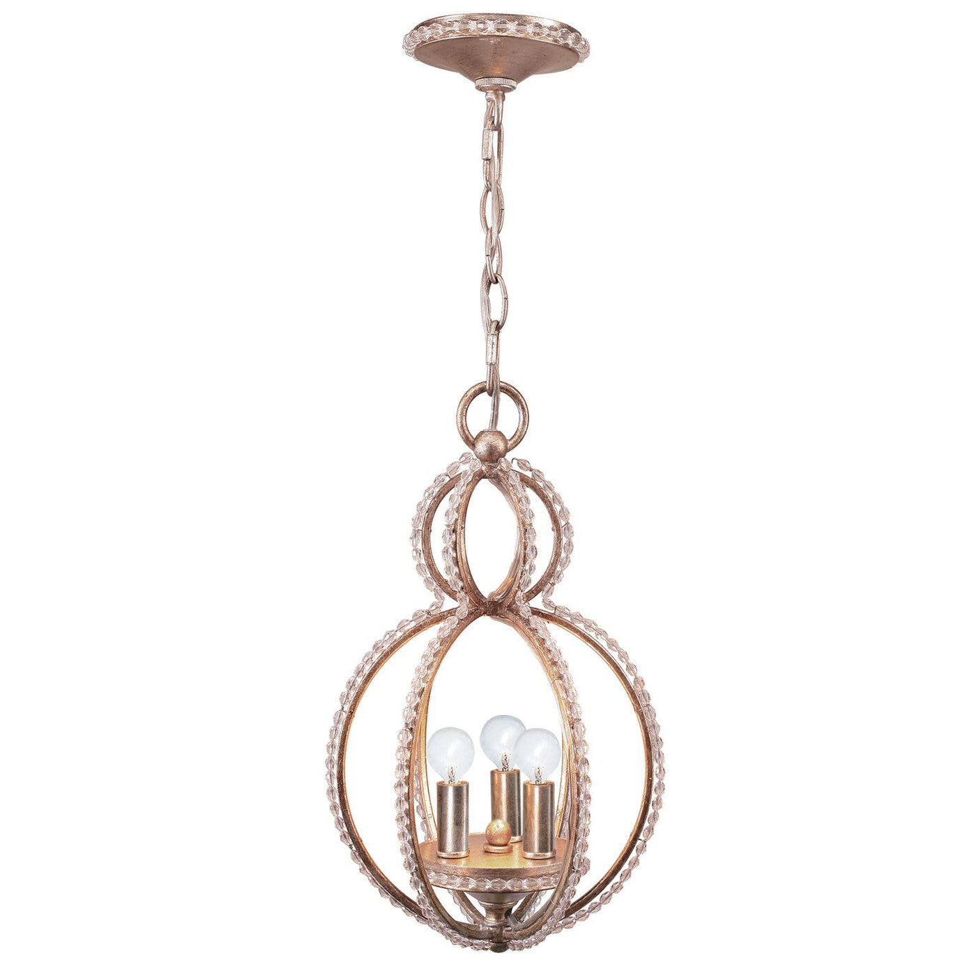 Antique Hardware Garland 3 Light Crystal Bead Distressed Twilight Mini Chandelier Chandelier