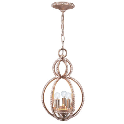 Antique Hardware Garland 3 Light Crystal Bead Distressed Twilight Mini Chandelier Chandelier