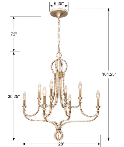 Antique Hardware Garland 8 Light Crystal Bead Distressed Twilight Chandelier Chandelier