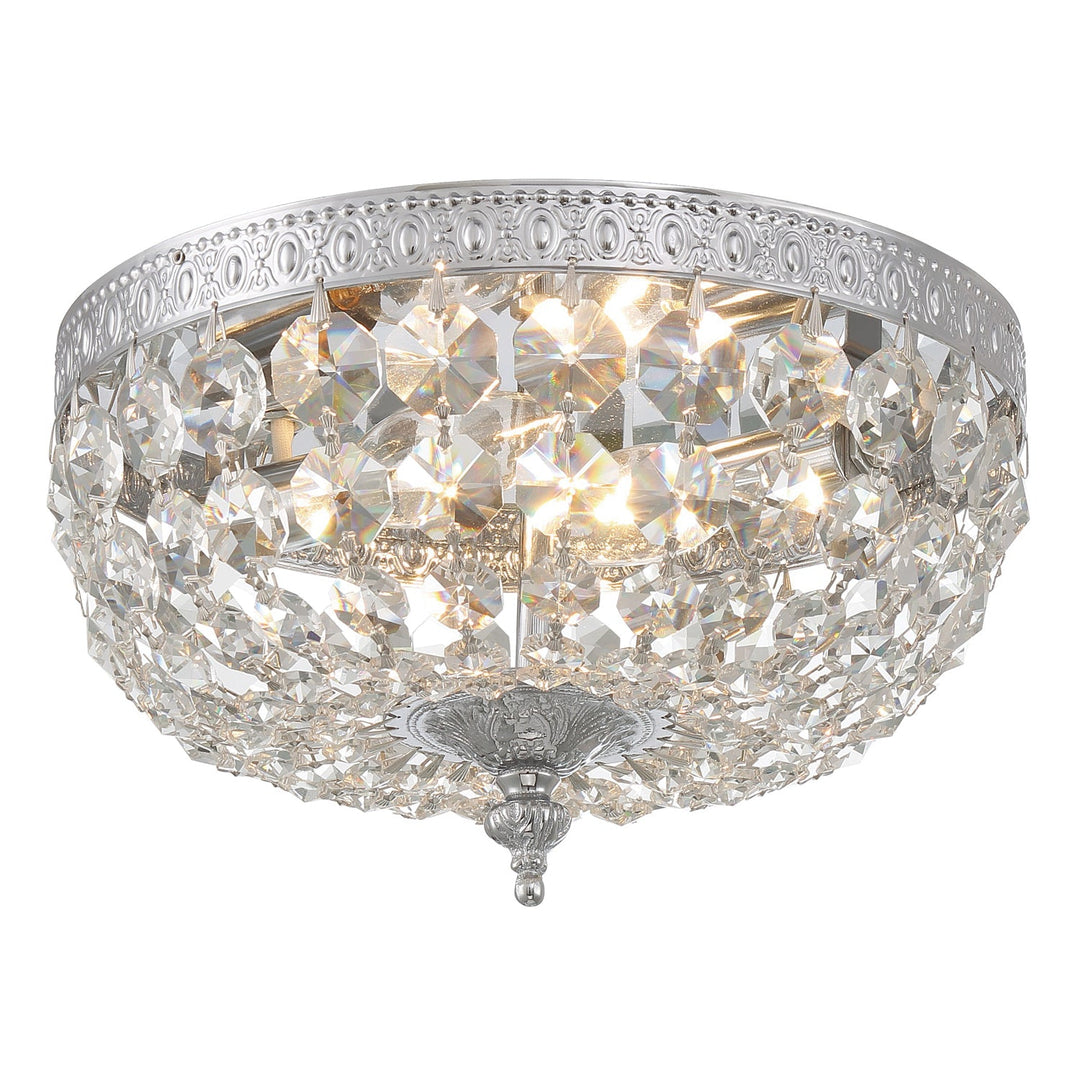 ##Antique Hardware## Crystorama 2 Light Clear Italian Crystal Polished Chrome Flush Mount
