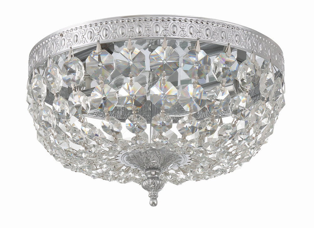 ##Antique Hardware## Crystorama 2 Light Clear Italian Crystal Polished Chrome Flush Mount