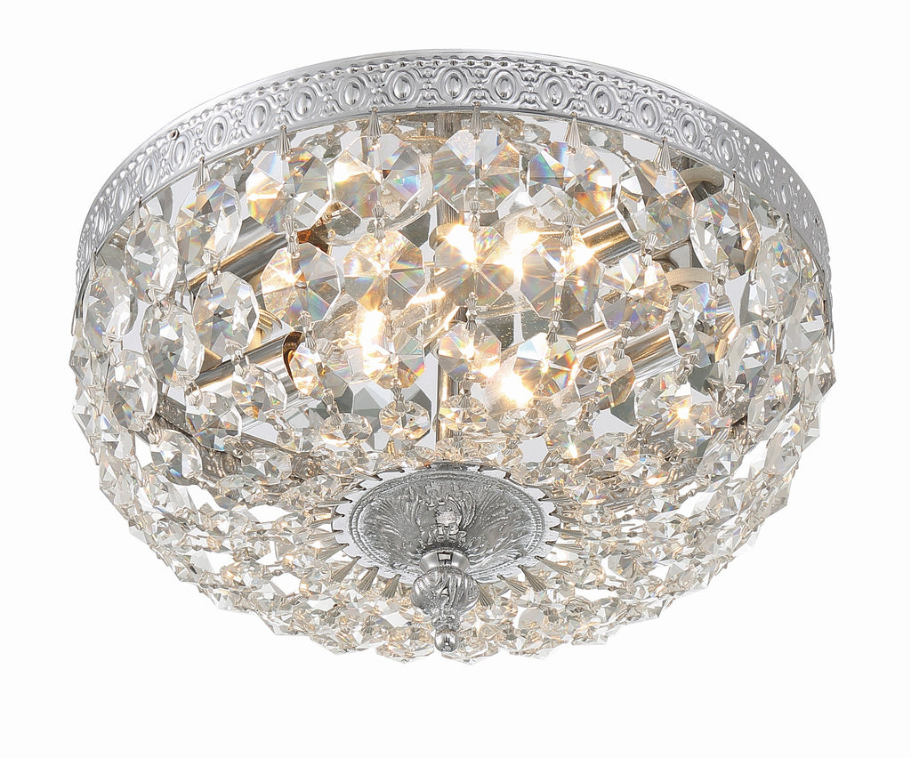 ##Antique Hardware## Crystorama 2 Light Clear Italian Crystal Polished Chrome Flush Mount