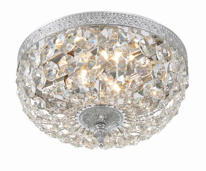 ##Antique Hardware## Crystorama 2 Light Clear Italian Crystal Polished Chrome Flush Mount