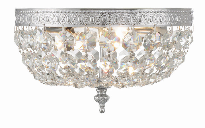 ##Antique Hardware## Crystorama 2 Light Clear Italian Crystal Polished Chrome Flush Mount