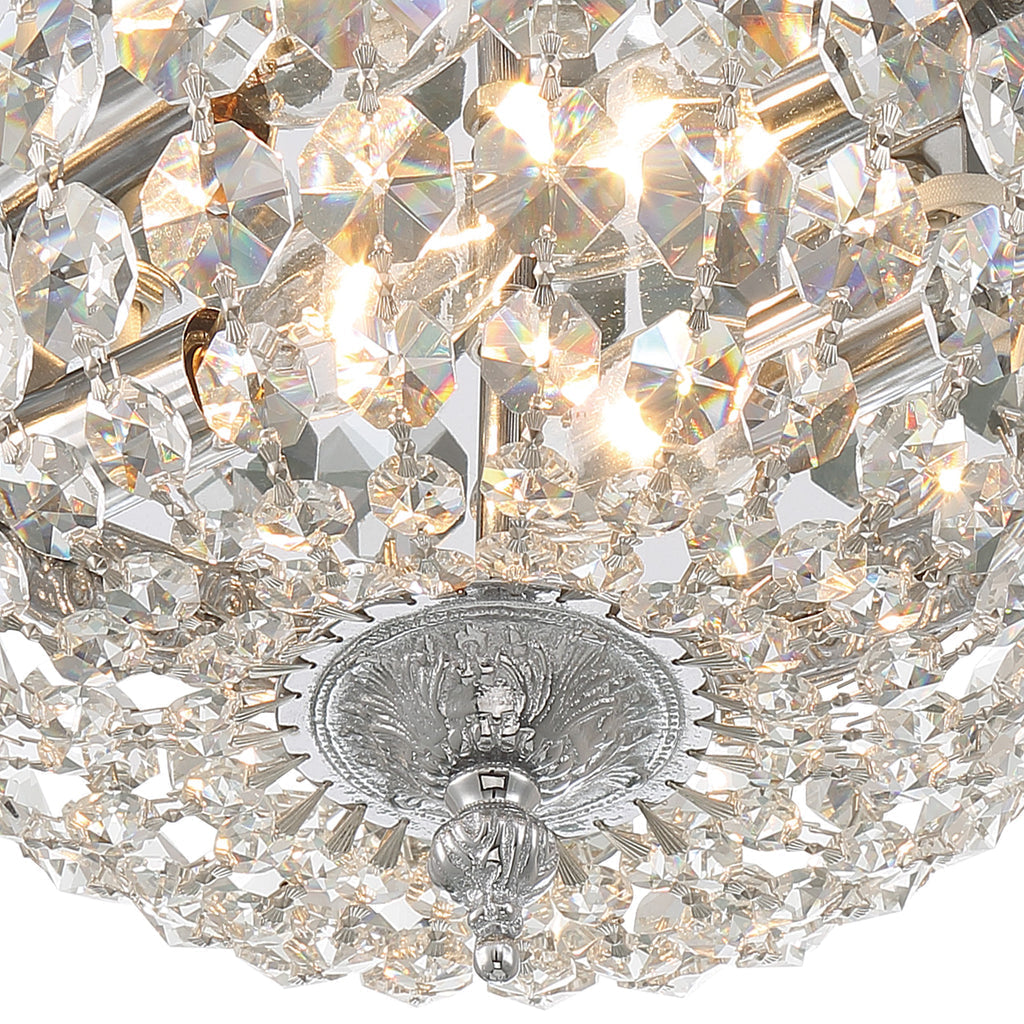 ##Antique Hardware## Crystorama 2 Light Clear Italian Crystal Polished Chrome Flush Mount