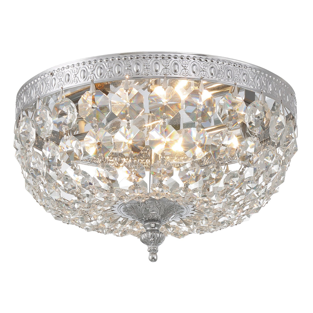##Antique Hardware## Crystorama 2 Light Hand Cut Crystal Polished Chrome Flush Mount