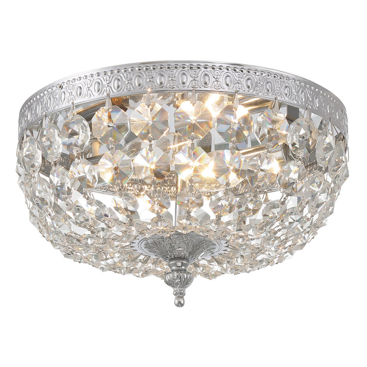##Antique Hardware## Crystorama 2 Light Hand Cut Crystal Polished Chrome Flush Mount