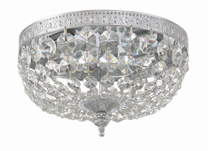 ##Antique Hardware## Crystorama 2 Light Hand Cut Crystal Polished Chrome Flush Mount