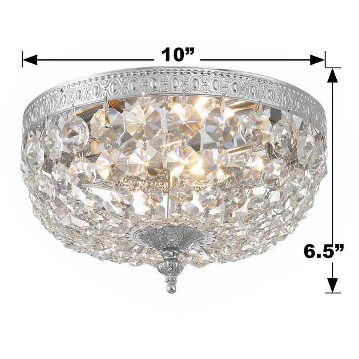 ##Antique Hardware## Crystorama 2 Light Hand Cut Crystal Polished Chrome Flush Mount