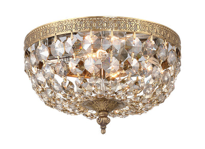 ##Antique Hardware## Crystorama 2 Light Golden Teak Crystal Olde Brass Flush Mount