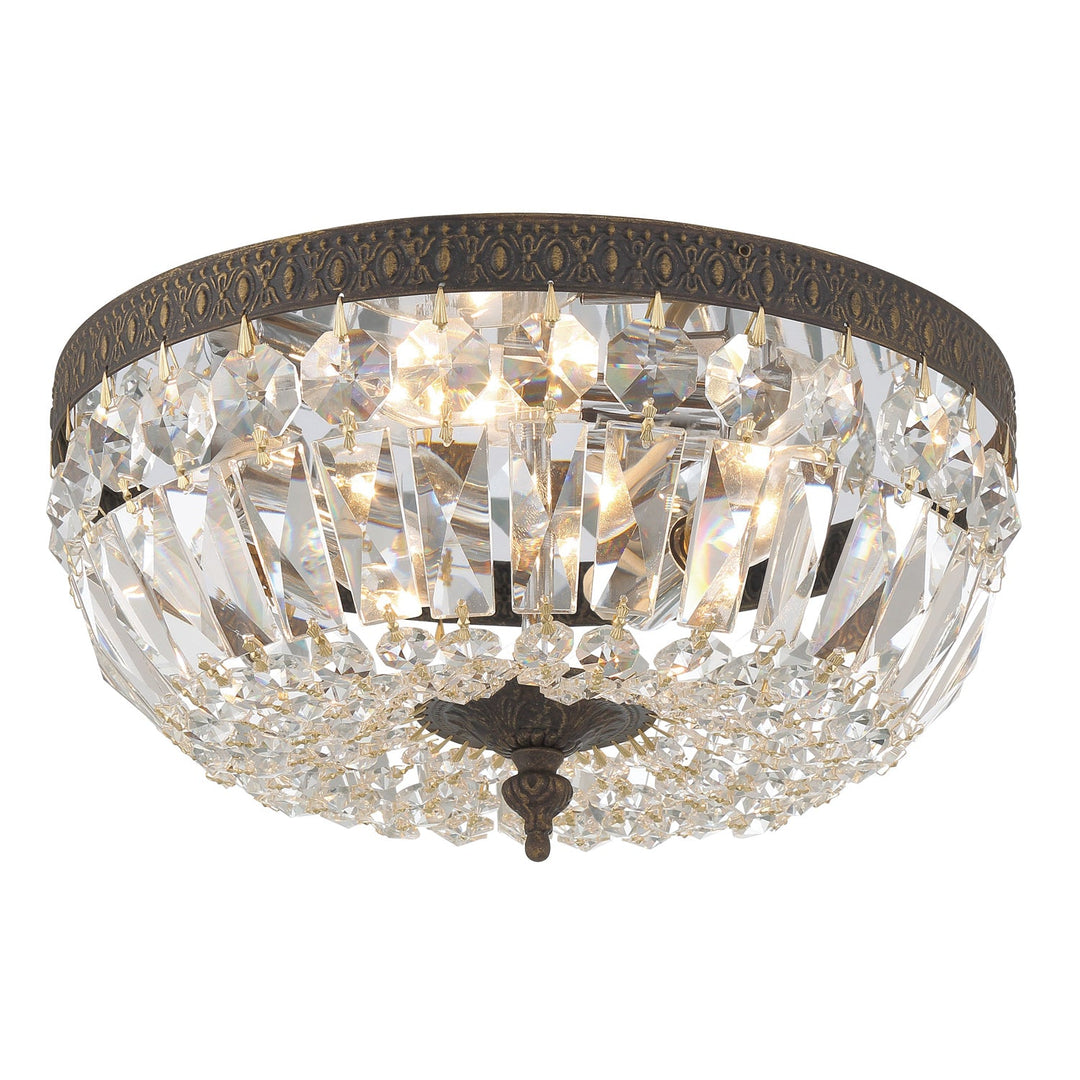 ##Antique Hardware## Crystorama 3 Light Hand Cut Crystal English Bronze Flush Mount