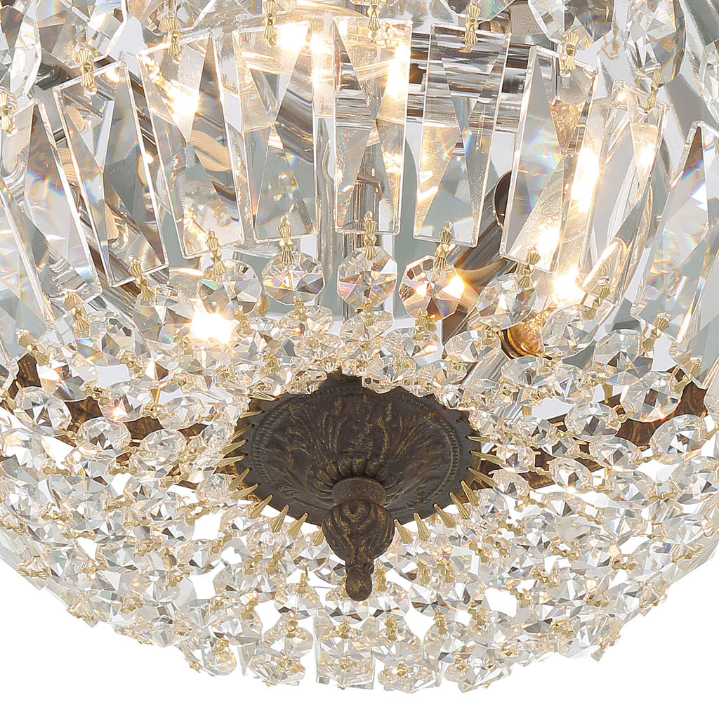 ##Antique Hardware## Crystorama 3 Light Hand Cut Crystal English Bronze Flush Mount